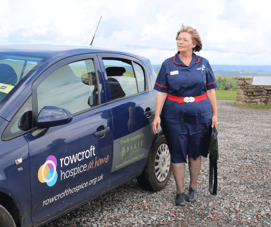 Claire is seen on Dartmoor with a Rowcroft sponsored car.
