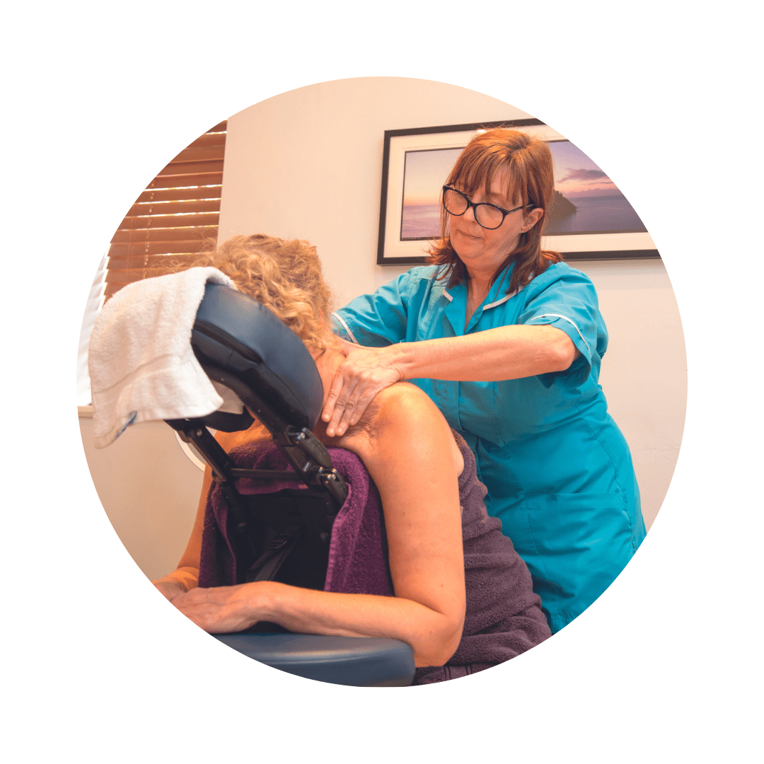 A patient receiving a complementary therapy session