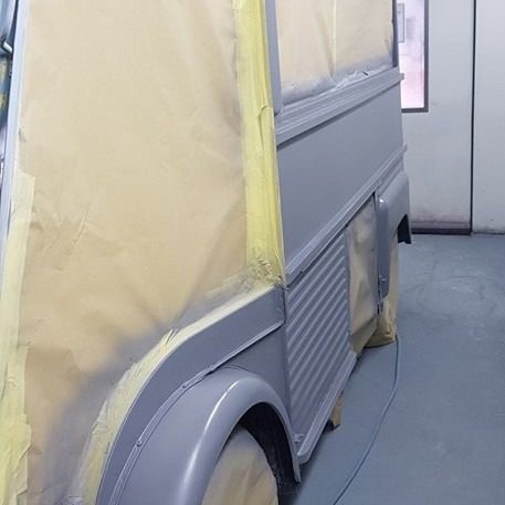 Ella's mobile Café van being painted.