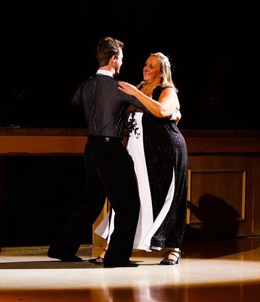 Jackie Coles, 2019 winner of Dancing Stars, dancing with her partner.