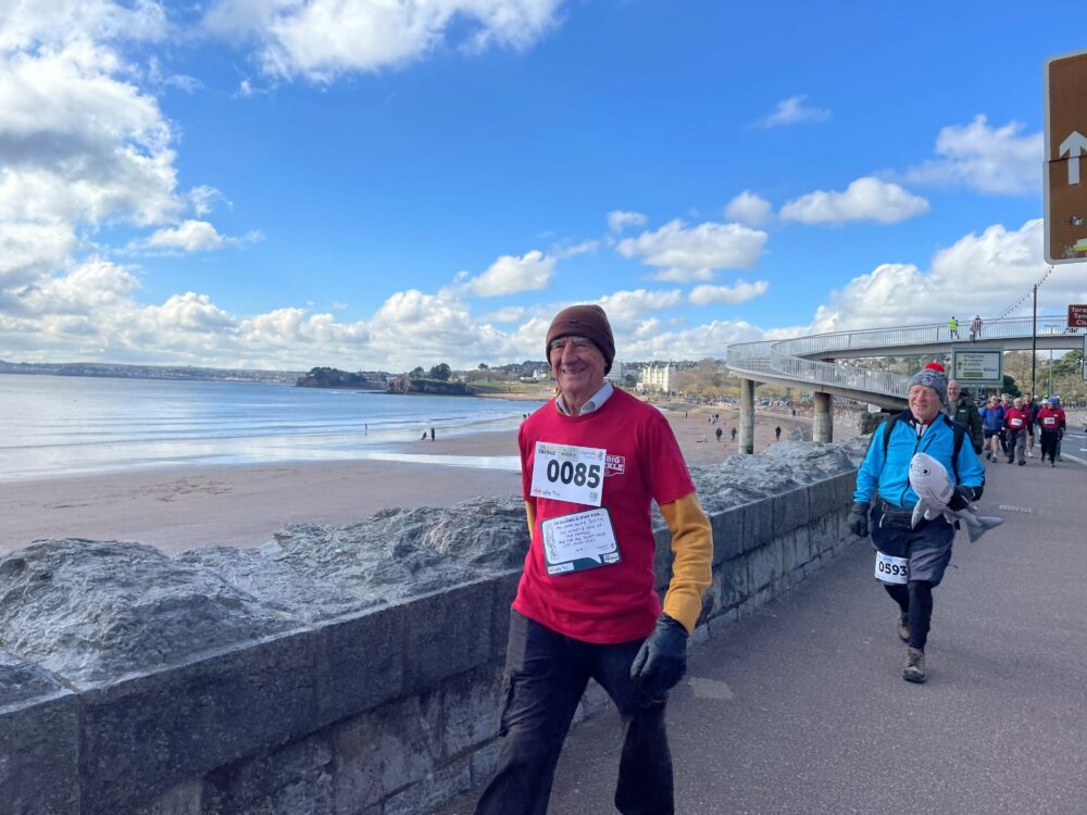 Keith Durbridge walking along Torquay seafront during The Big Tackle