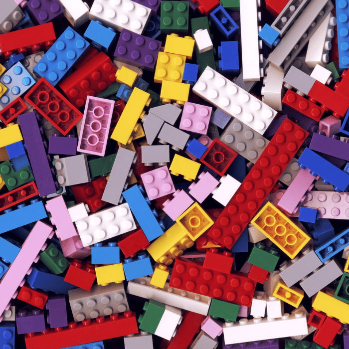 A selection of coloured LEGO® bricks