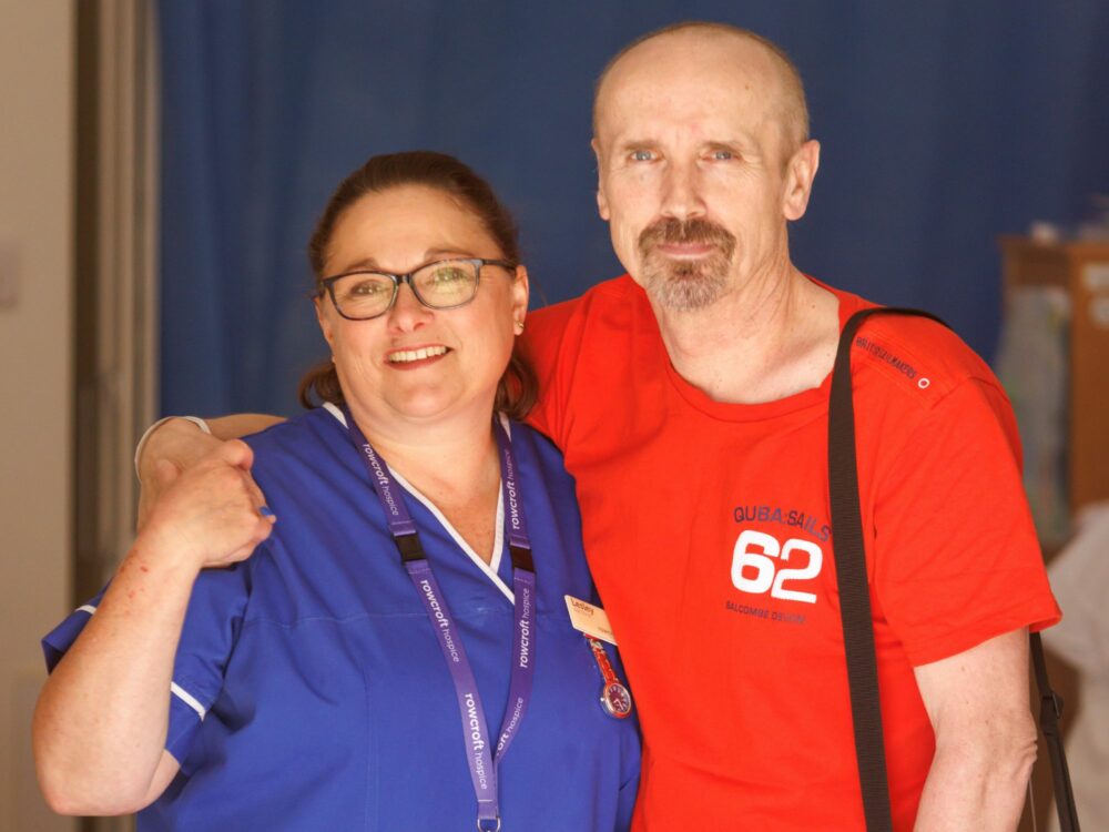 Nurse Lesley with patient, Paul Holmes.