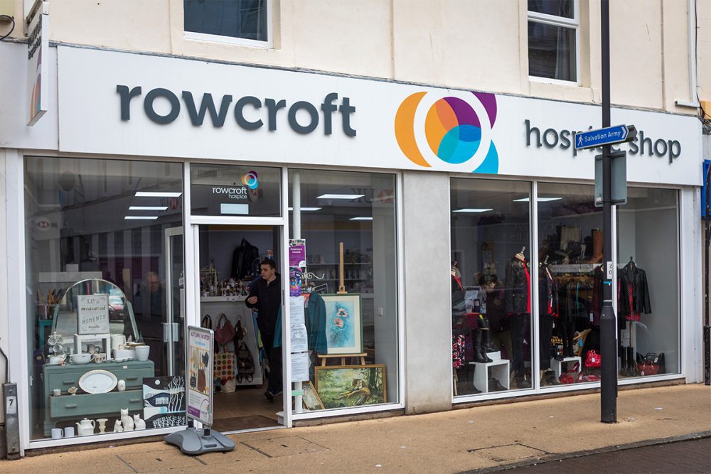 The shop front of Rowcroft's charity shop in Newton Abbot