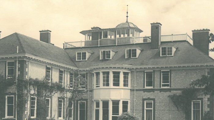 A photo of Rowcroft Hospice from the past in black and white, showing its age. The bottom had been cut off.