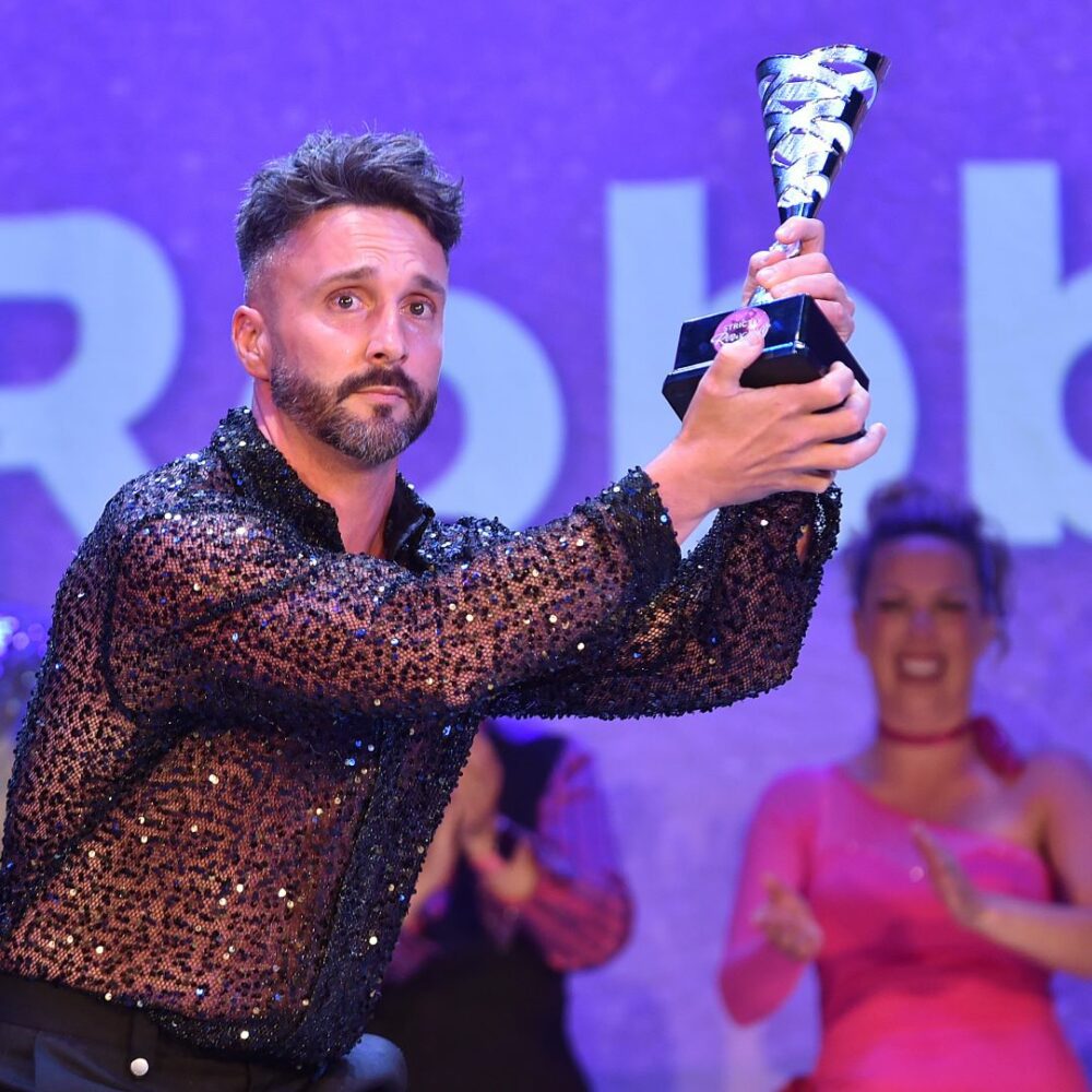 Robbie Savage wins fundraising award at Strictly Rowcroft 2025