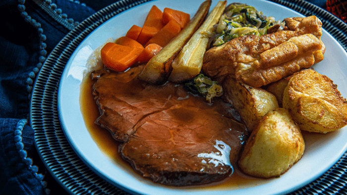 A close up of a roast dinner by DFK.