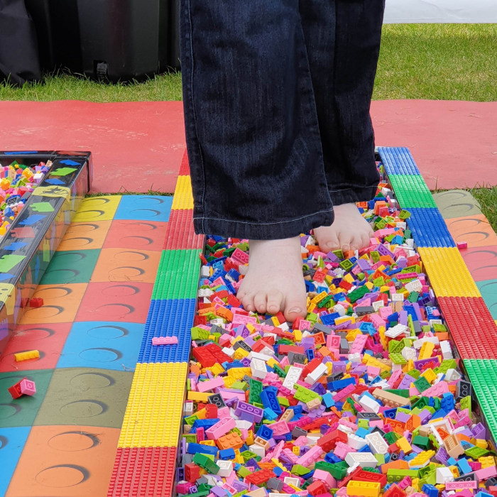 A brave person attempts the LEGO® Walk